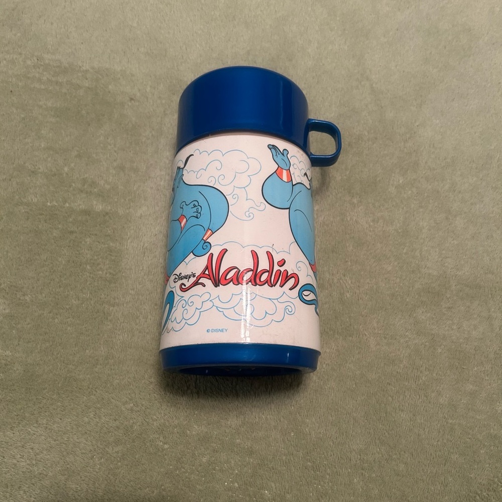 Vintage Disney Aladdin Blue and White Genie Thermos